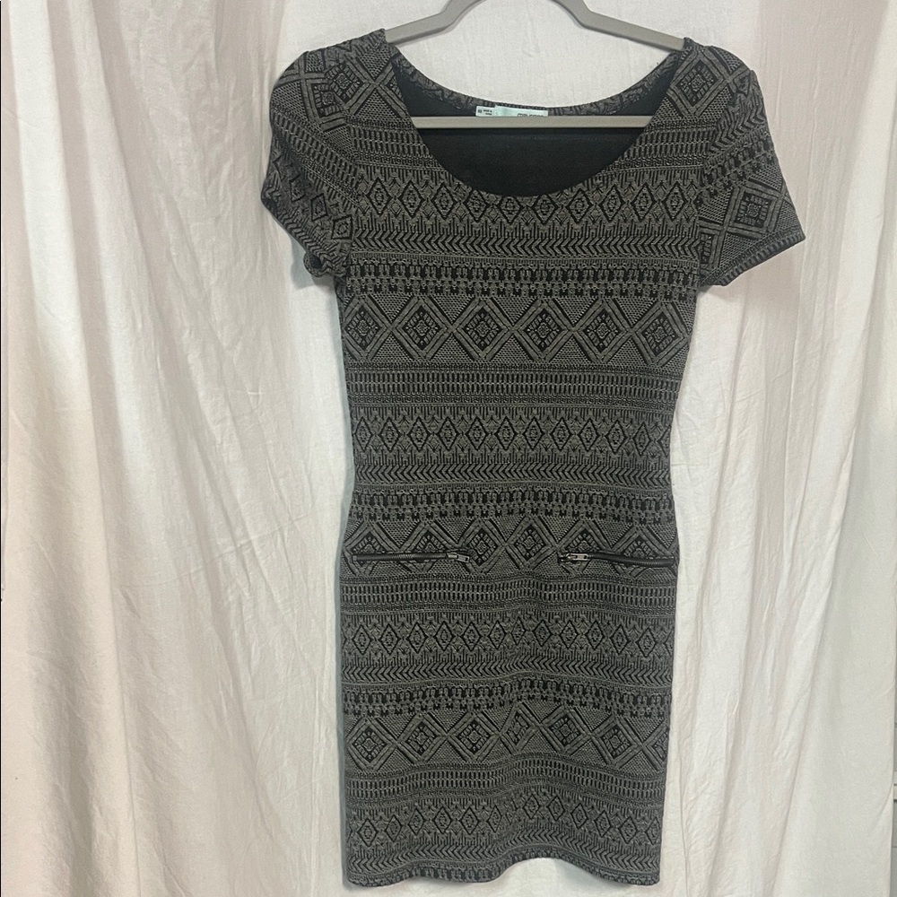 Maurices Black and Gray Geometric Mini Dress
